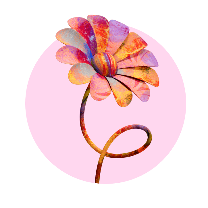 A 3D illustration of a growing flower