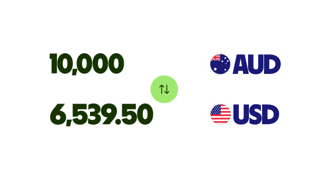 A Wise transfer of Australian dollar to United States dollar.