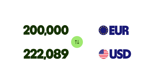 A Wise transfer of Euro to Dollaro statunitense.